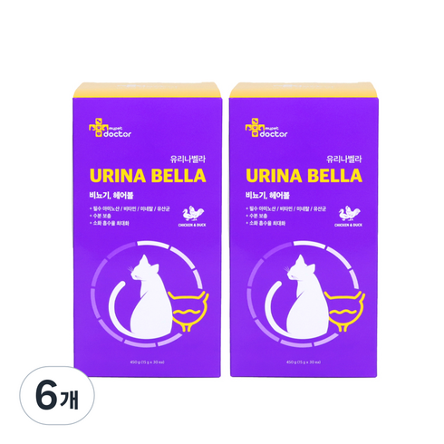 마이펫닥터 고양이 유리나벨라 영양제, 450g, 유리너리+헤어볼, 6개