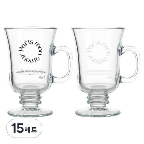달팽이리빙 퀴진드마망 레터링 릴리 강화 유리컵 250ml 블랙 + 화이트 세트, 15세트