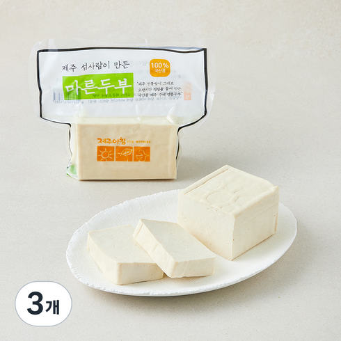 제주아침 국내산 콩 마른 두부, 350g, 3개