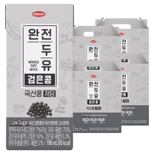 전두유 국산콩 검은콩 저당 두유, 190ml, 64개
