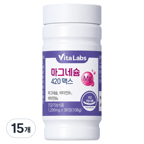 VitaLabs 마그네슘 420 맥스, 15개, 90정