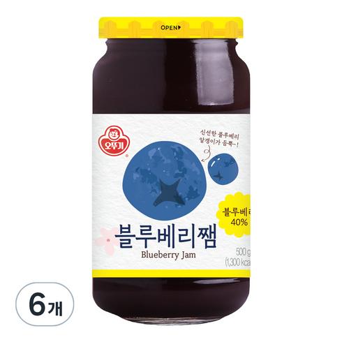 오뚜기 블루베리쨈, 500g, 6개