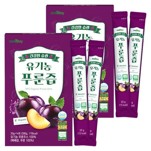 제스티지 유기농 NFC 푸룬즙, 280g, 2개