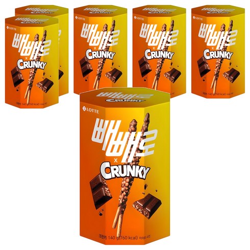 빼빼로 크런키, 140g, 6개