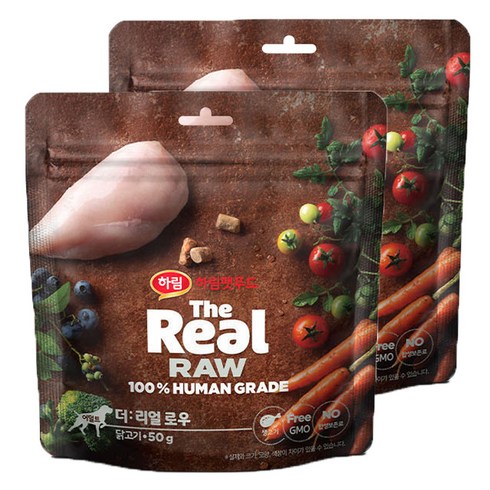 하림펫푸드 시니어 강아지 더리얼 로우 건조사료, 닭, 50g, 2개