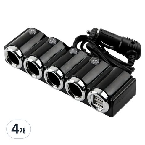 컴스 12V 차량용 시가 소켓 4포트 4구 USB 시가잭 고출력 ITB762, 4개, 70cm