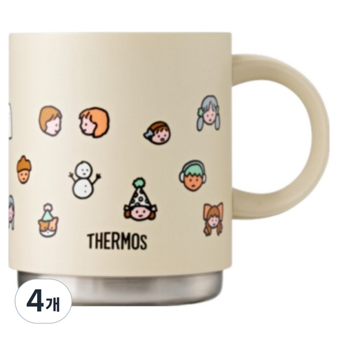 써모스 제로퍼제로 보온보냉 스태킹 머그컵 350ml JDS-350KC, 크림, 4개