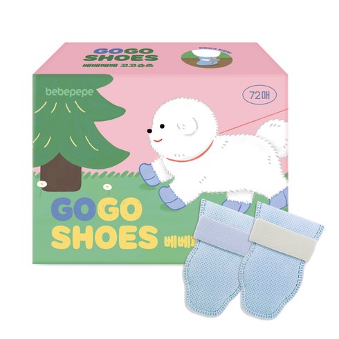 베베페페 강아지 고고슈즈 일회용 산책 신발 72p, 라이트블루, 1개