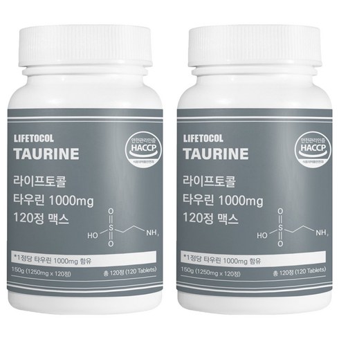 라이프토콜 타우린 1000mg 맥스 150g, 120정, 2개