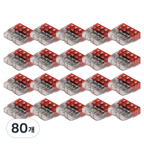 와고 단선 전용 푸쉬콘넥타 4p 적색 0.5~2.5mm 호환, 80개