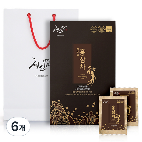 혜인담 홍삼차 100p + 쇼핑백, 300g, 6개