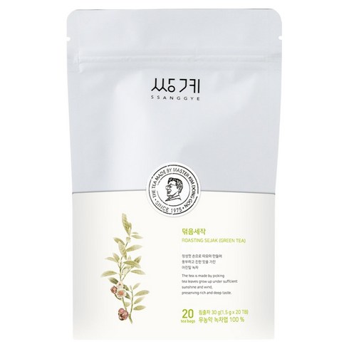 쌍계명차 신파우치 덖음세작 녹차 티백 20p, 1.5g, 20개입, 1개