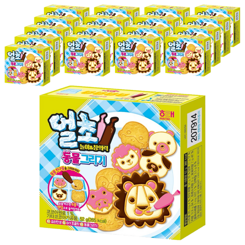 해태제과 얼초 동물 그리기 과자 52g 랜덤발송, 단품, 18개