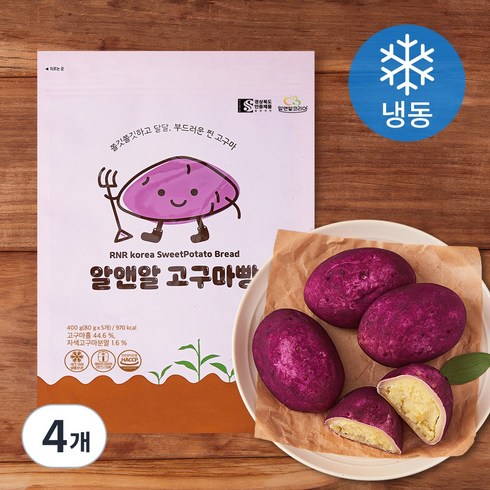 알앤알코리아 고구마빵 (냉동), 80g, 5개입, 4개