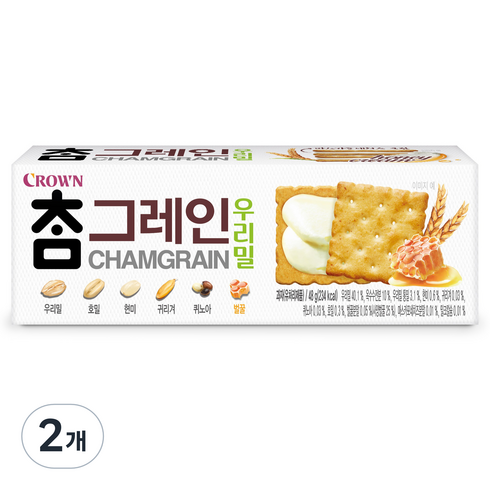 크라운 참그레인 우리밀 과자, 48g, 2개