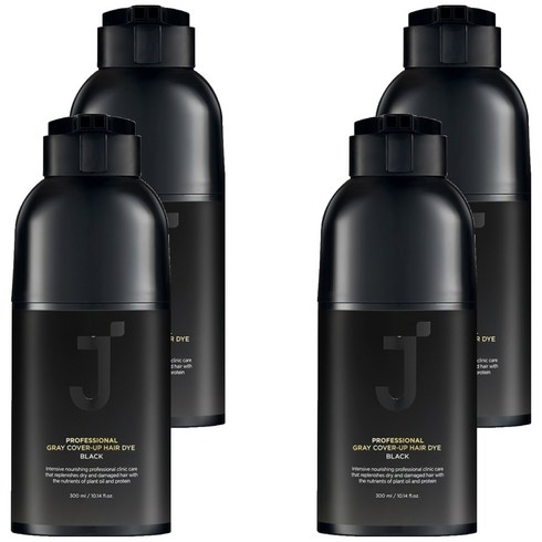 제이숲 프로페셔널 커버업 새치 염색제 300ml, 블랙, 4개