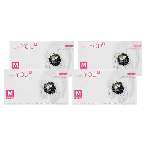 WithYou 오리지널 니트릴장갑 100P, 화이트, M, 4개