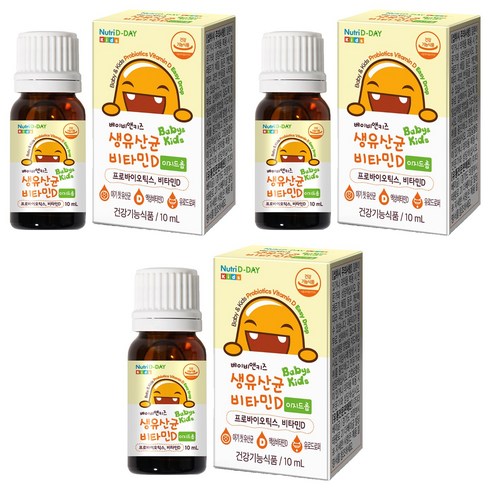 뉴트리디데이 베이비앤키즈 비타민D 이지드롭 생유산균, 10ml, 3개