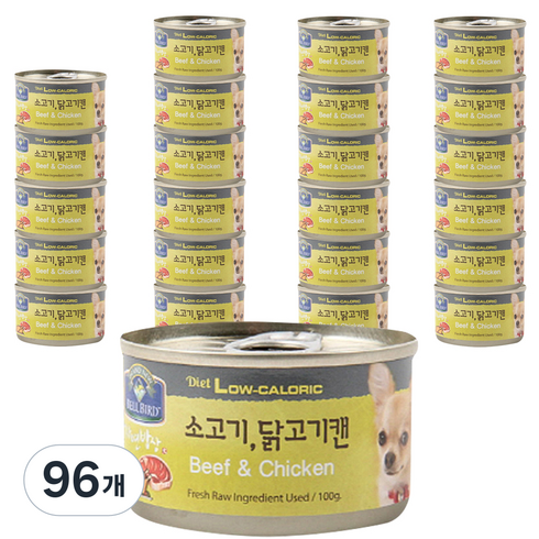 벨버드 자연밥상 소고기닭고기 강아지 간식 캔, 혼합맛(소고기/닭고기), 100g, 96개