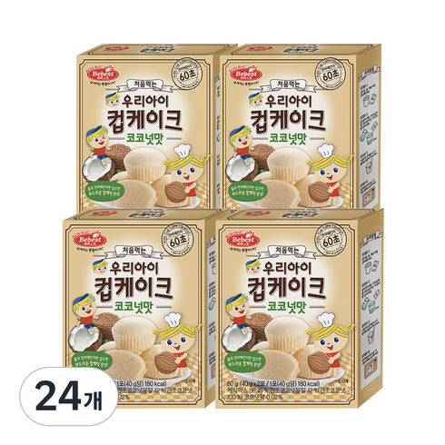 베베스트 처음먹는 우리아이 컵케이크, 코코넛맛, 80g, 24개