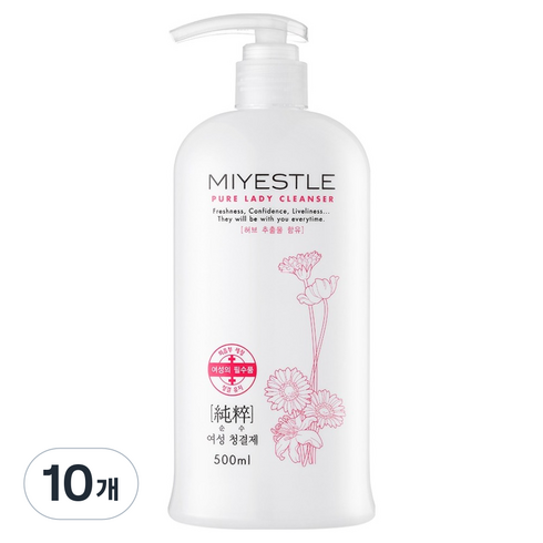 미에뜰 약산성 순수 여성청결제, 500ml, 10개