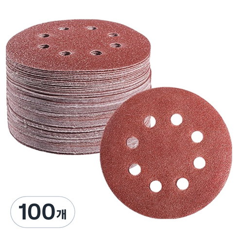 OON 원형 사포 샌딩 페이퍼 8홀 180방 125mm, 100개