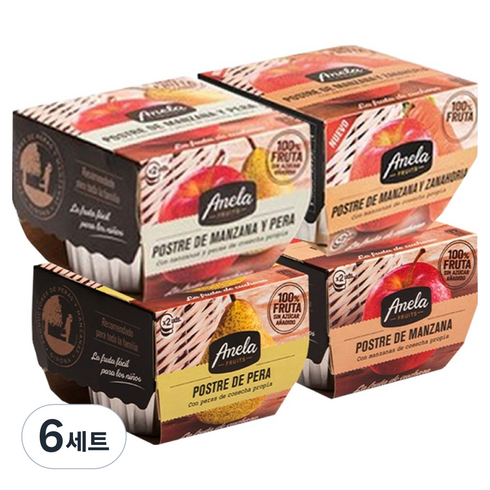 아넬라 떠먹는 지중해 과일퓨레 4팩, 혼합맛(사과,사과배,당근,배), 800g, 6세트