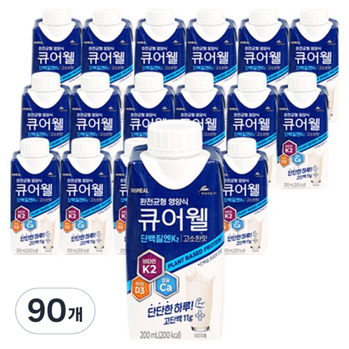 현대약품 큐어웰 고소한맛 뼈건강 완전균형 영양식 비타민K2, 90개, 200ml