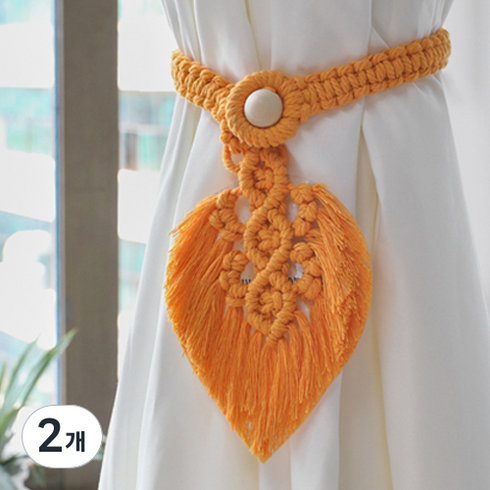 JCP 마크라메 커튼 스트랩 13cm, 오렌지, 2개
