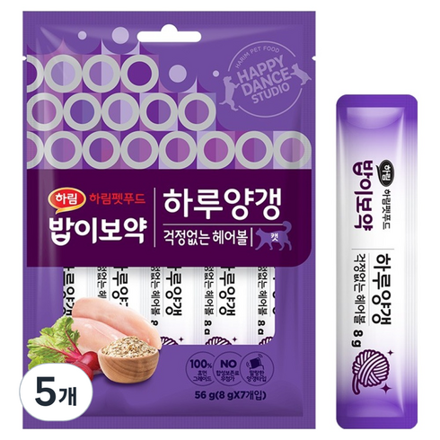 하림펫푸드밥이보약 캣 하루양갱, 걱정없는 헤어볼, 56g, 5개