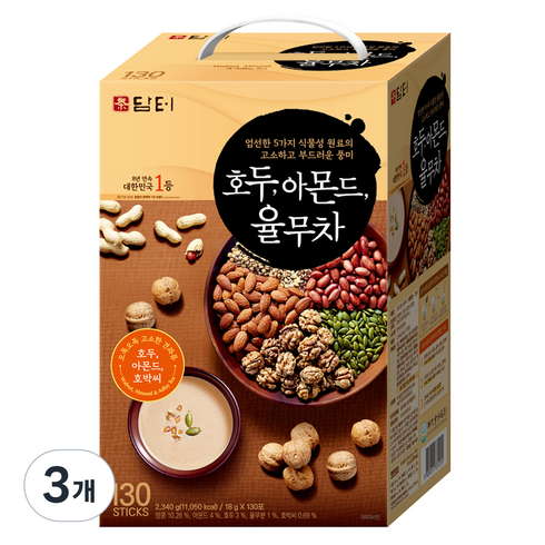 담터 호두 아몬드 율무차, 18g, 130개입, 3개
