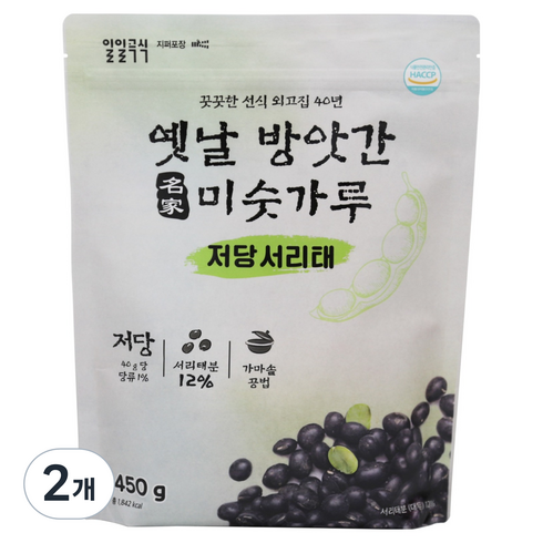 태광선식 옛날 방앗간 미숫가루 저당 서리태, 450g, 2개