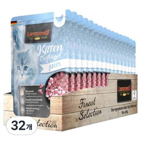 레오나르도 키튼 폴트리 파우치, 닭+오리, 85g, 32개