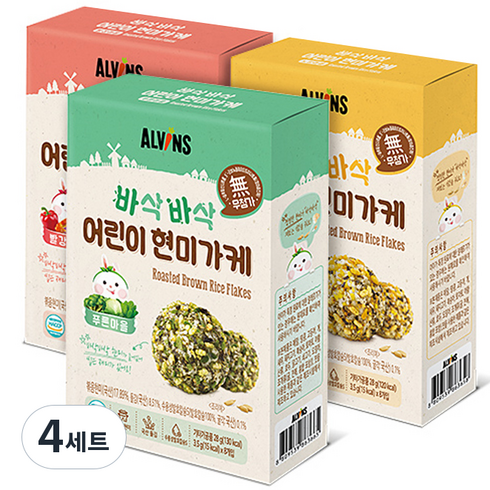 엘빈즈 바삭바삭 어린이 현미가케 빨강마을 + 노랑마을 + 푸른마을, 빨강마을, 노랑마을, 푸른마을, 84g, 4세트