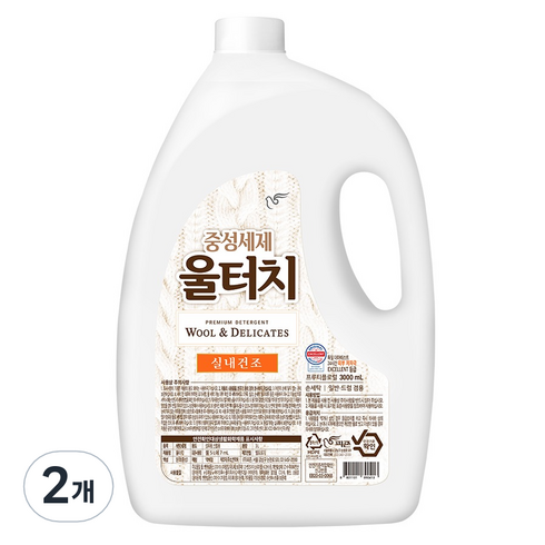 울터치 중성세제 본품, 3L, 2개
