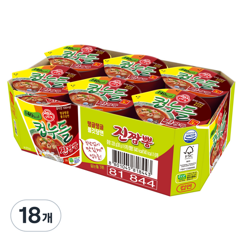 오뚜기 컵누들 진짬뽕 컵 38g, 18개