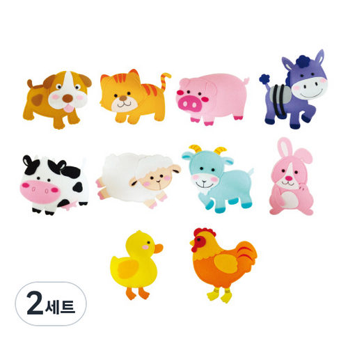 청양토이 펠트 찍찍이 교육자료 10종 세트, 가축, 2세트