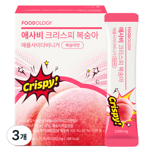 푸드올로지 초모 애사비 크리스피 복숭아맛, 20회분, 3개