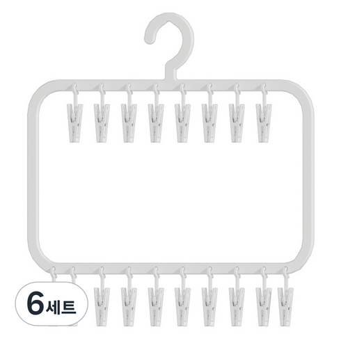 코살루 1단 빨래집게 18p 세트, 화이트, 6세트