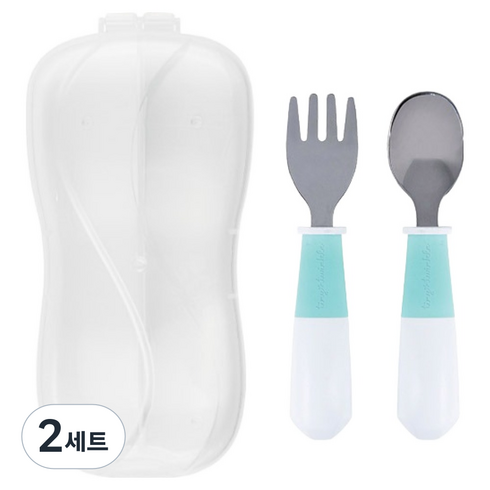 타이니트윙클 토들러 스테인리스 식기세트, 민트, 스푼 + 포크 + 케이스, 2세트