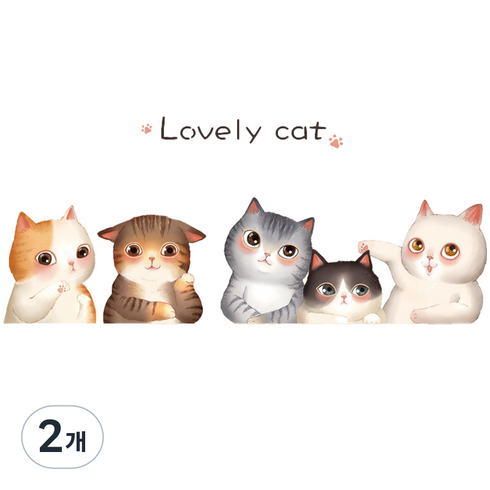 예쏘 인테리어 데코스티커 02 아기 고양이 가로형, 2개