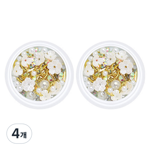 할로뷰티 플라워 진주포인트 네일 파츠, 4개, 화이트