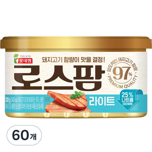 롯데웰푸드 로스팜 라이트, 200g, 60개