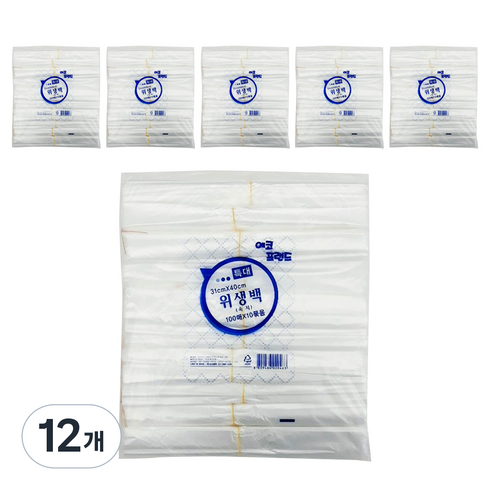 에코프랜드 위생백 특대 31 x 40 cm 1000p, 12개