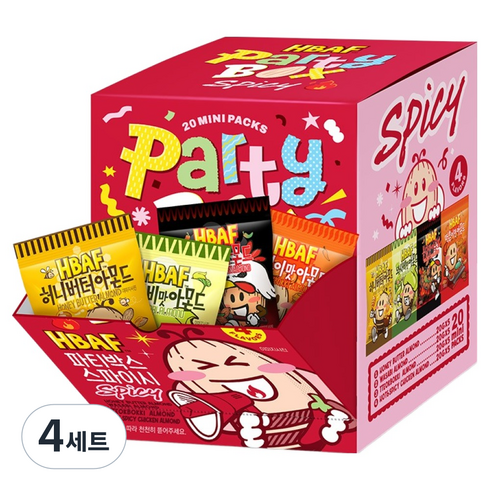 바프 파티박스 스파이시 아몬드 4종 x 5p 세트 400g, 4세트