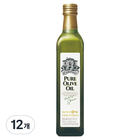 백설 CJ 백설 유러피안 퓨어 올리브유, 500ml, 12개