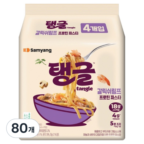 tangle 갈릭쉬림프 프로틴 파스타, 80개, 100g
