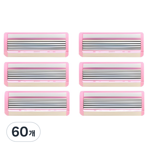 마켓링 여성용 러블리 면도기 면도날 핑크, 60개, 1개입