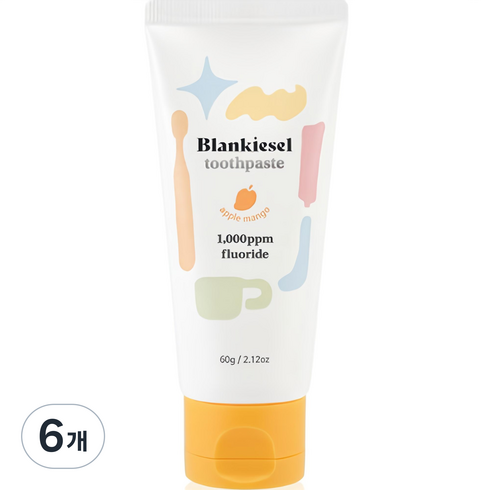 블랑키즐 유아용 고불소 치약 애플망고향, 60g, 6개