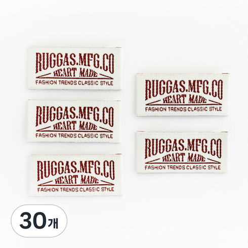 yarna RUGGAS 레터링 빈티지 디자인 패브릭 면 라벨, 아이보리, 30개